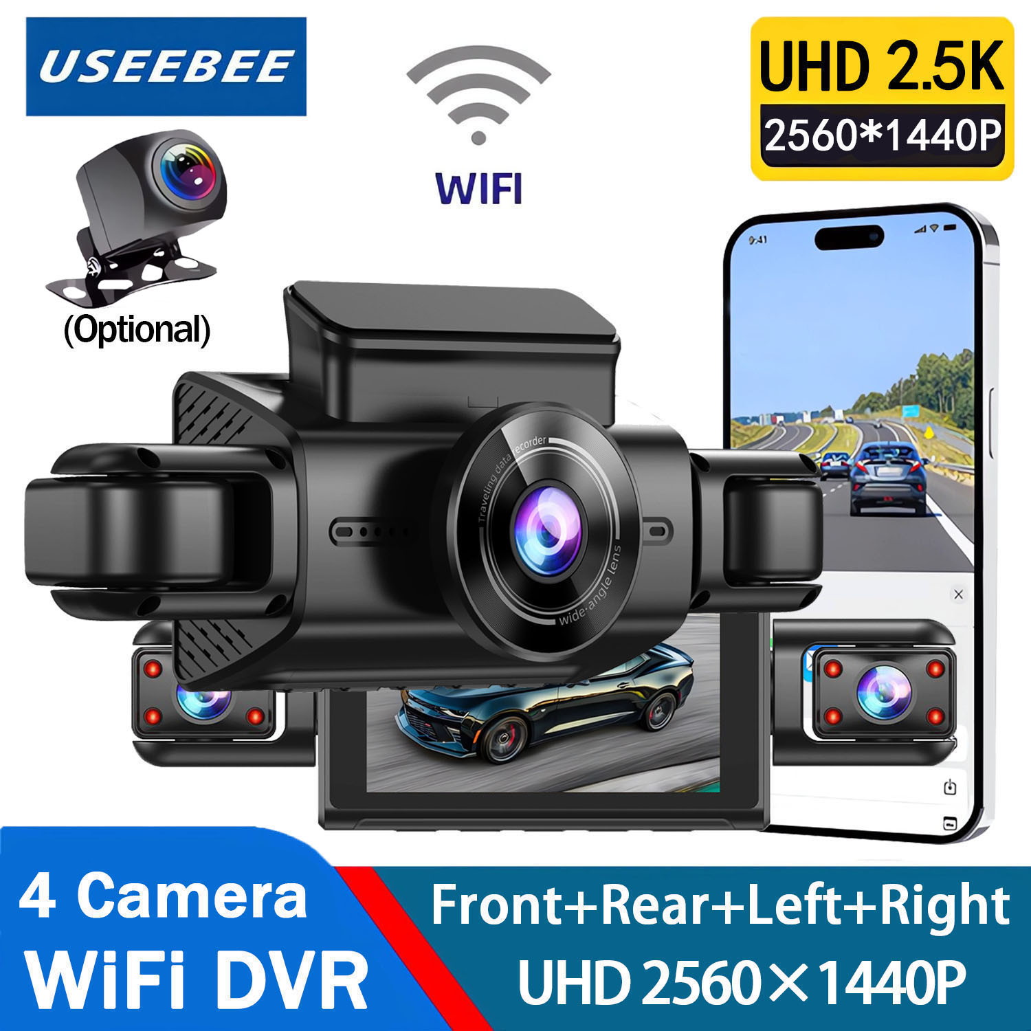 Panoramic Dash Cam 360 - 360 درجة 4 كاميرات داش كام