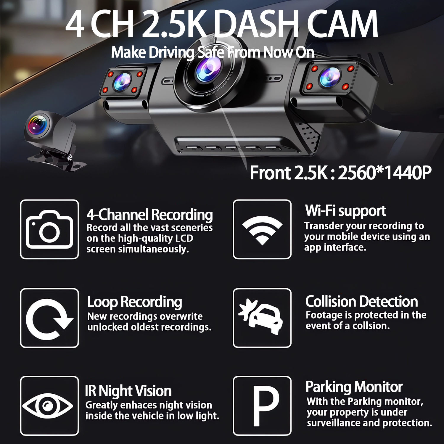 360 درجة 4 كاميرات داش كام سيا - مراجعة Panoramic Dash Cam 360 وسعره