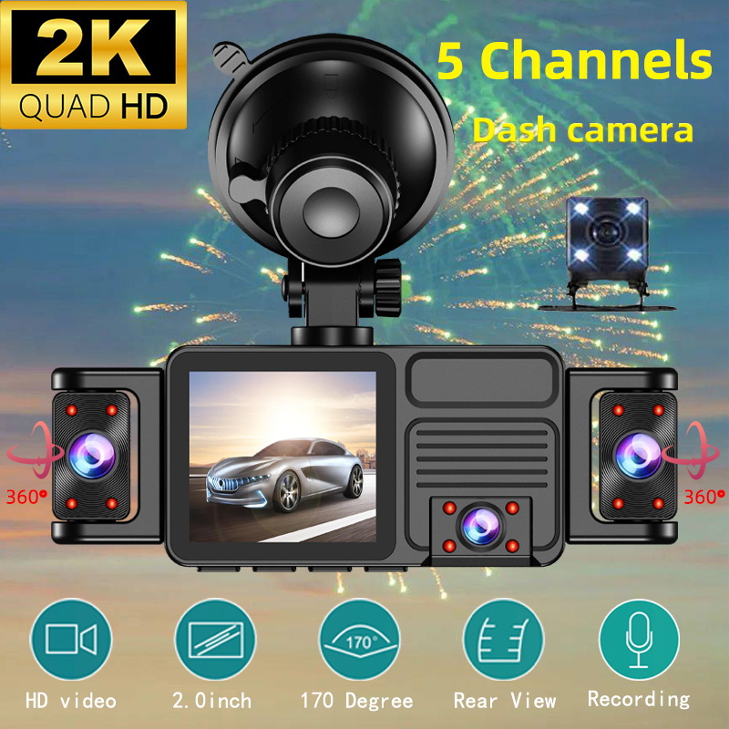 5 قنوات 360 درجة °   كاميرا لو - مراجعة Panoramic Dash Cam 360 وسعره