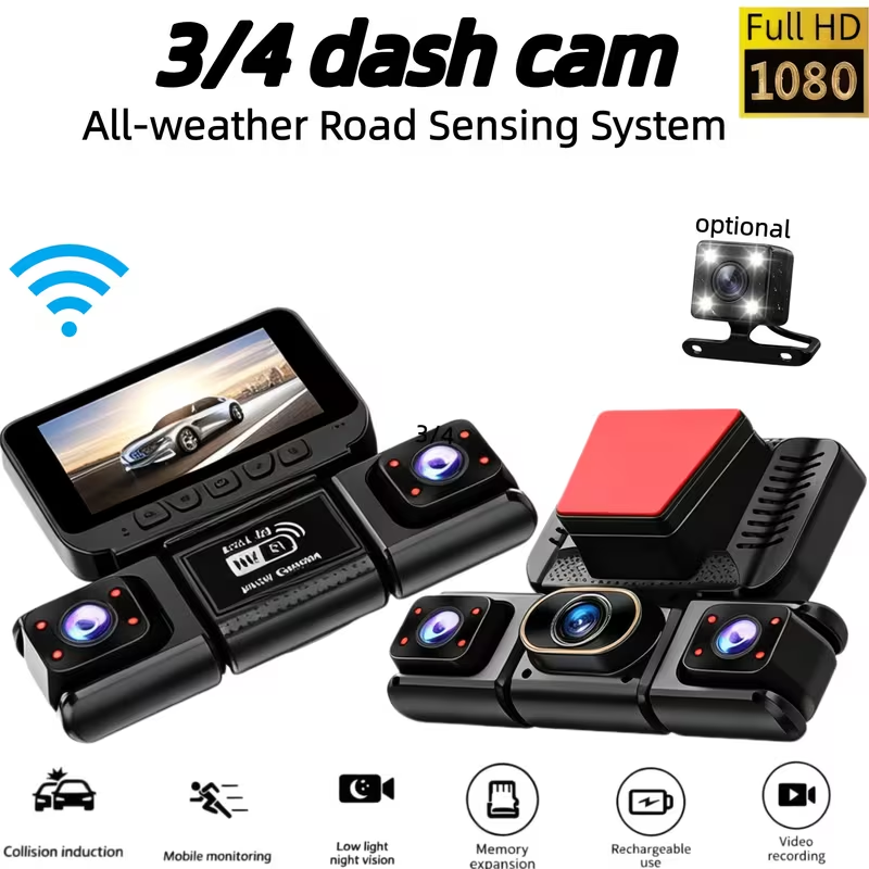 3/4CH واي فاي 360 °   كاميرا ل - مراجعة Panoramic Dash Cam 360 وسعره