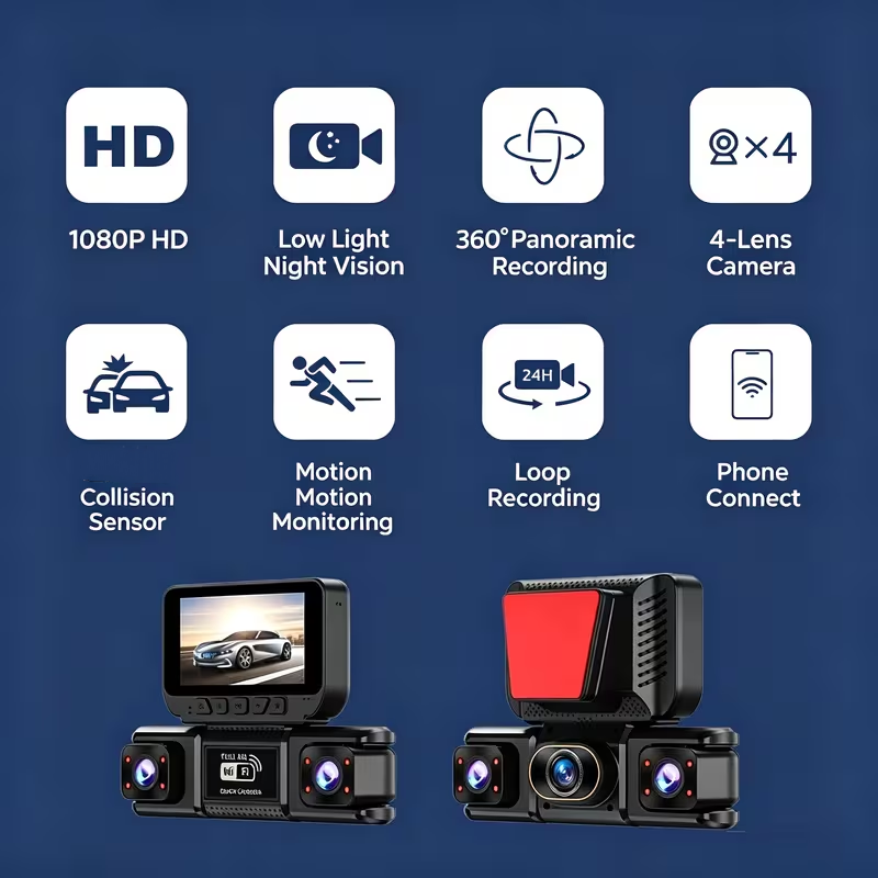 3/4CH واي فاي 360 °   كاميرا ل - مراجعة Panoramic Dash Cam 360 وسعره